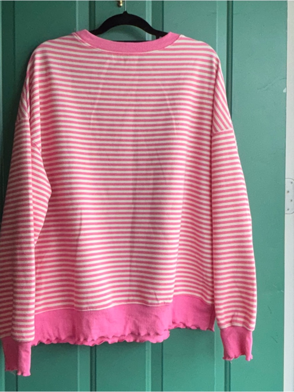 Pink & White Striped Crew Top - XL - Picture 5 of 5